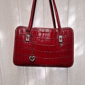 Brighton Red Leather Crocodile Satchel